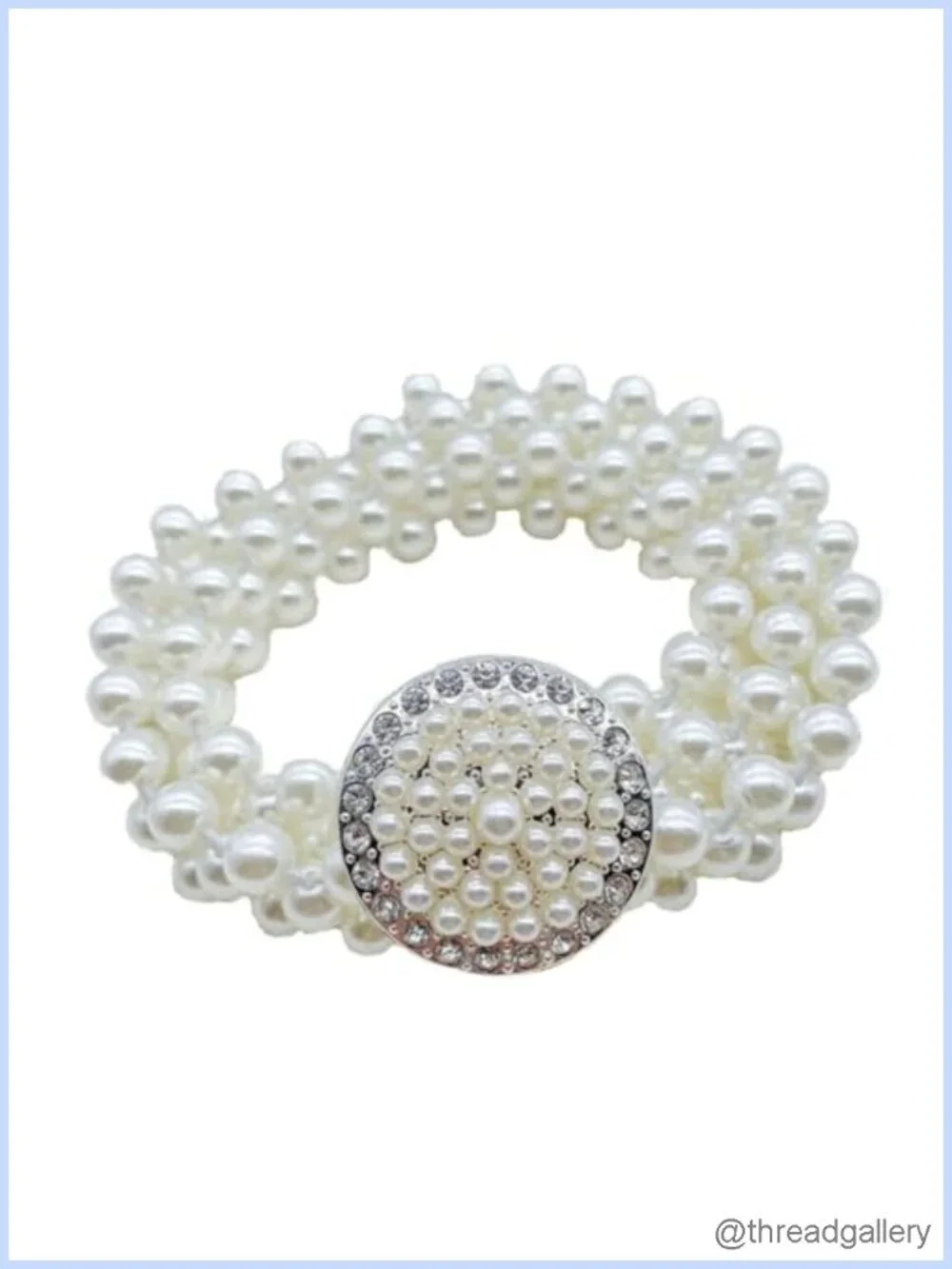 Elegant Elastic Pearl Waist Belt Retro Style Women's Clothing Accessory